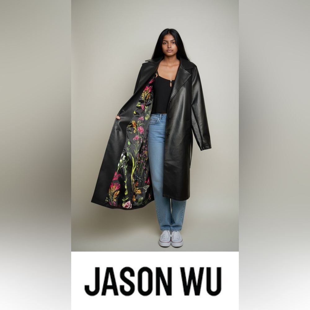 NWT Jason Wu Faux Leather Belted Trench - size Small